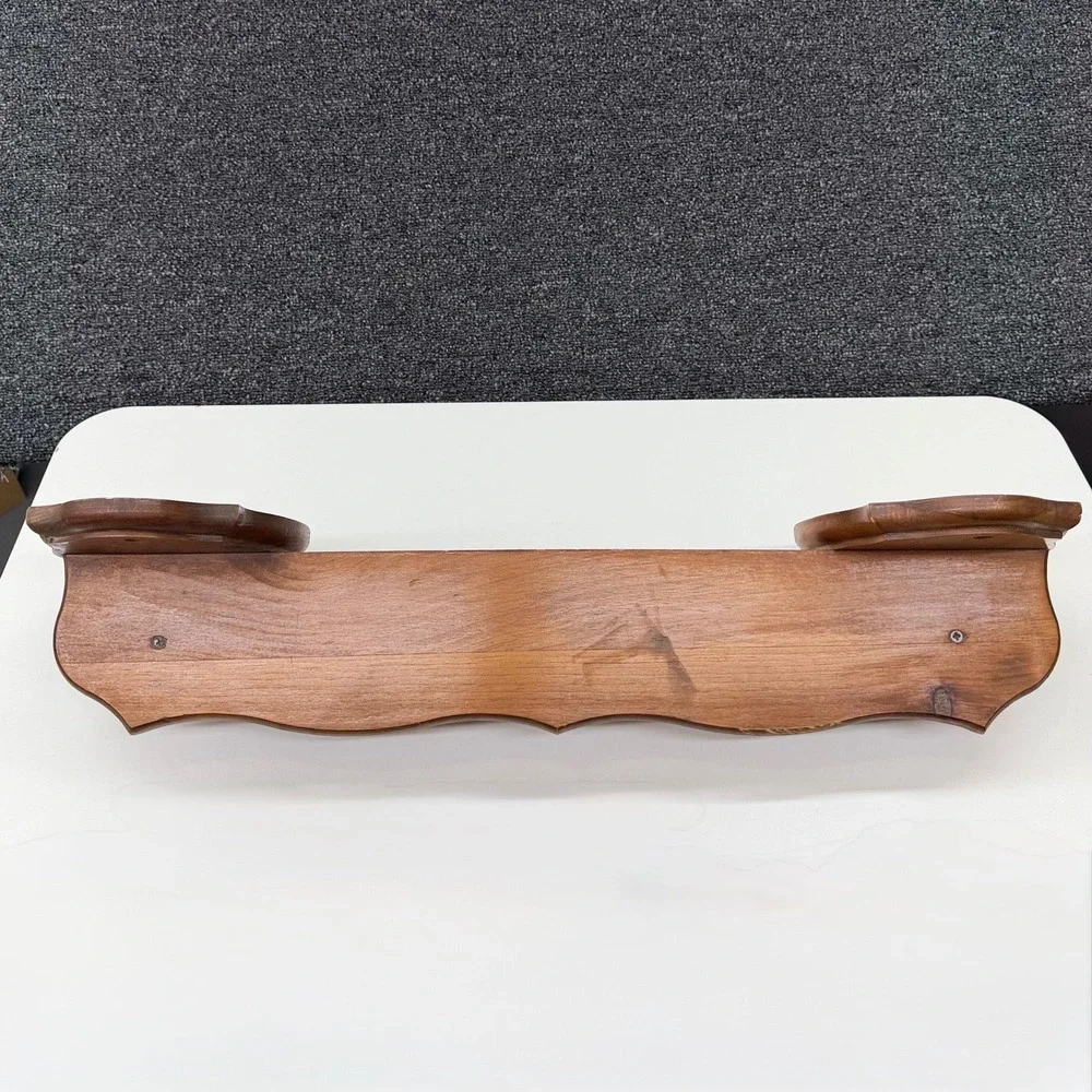 Vintage‎ Wooden Wall Shelf with Towel Bar and Hook Brown Rustic Home Decor 23in
